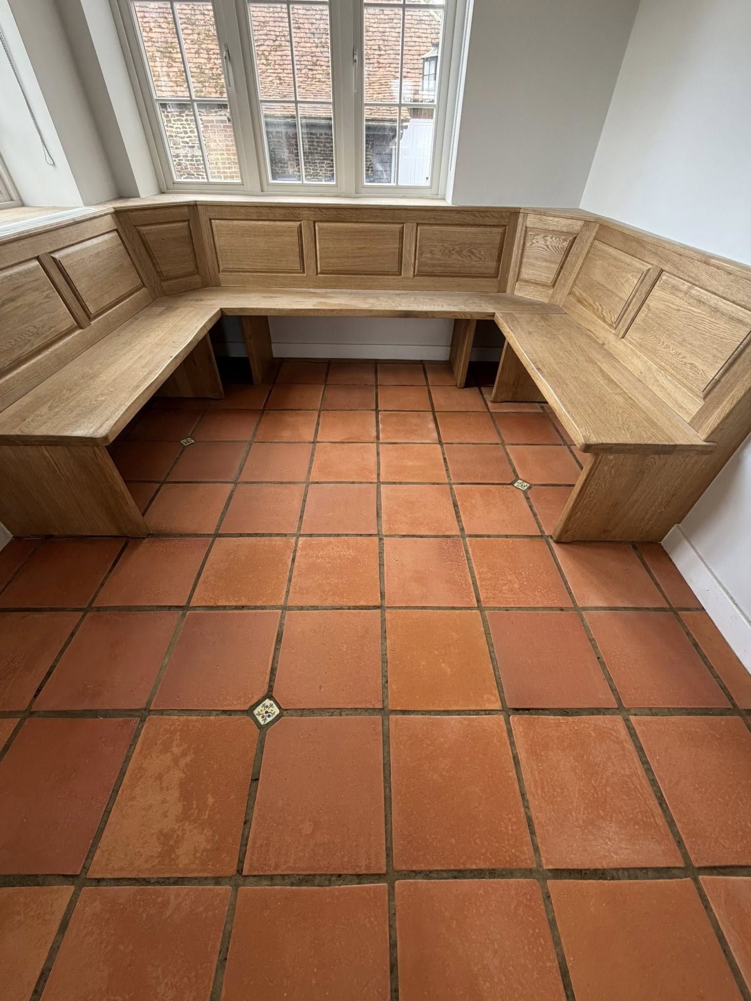 Quarry tile kitchen floor deep cleaned and restored by Floorless Restoration